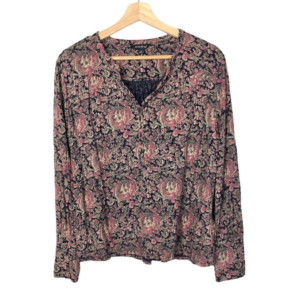 Lucky Brand Pink & Purple Floral Paisley‎ Long Sleeve Top M